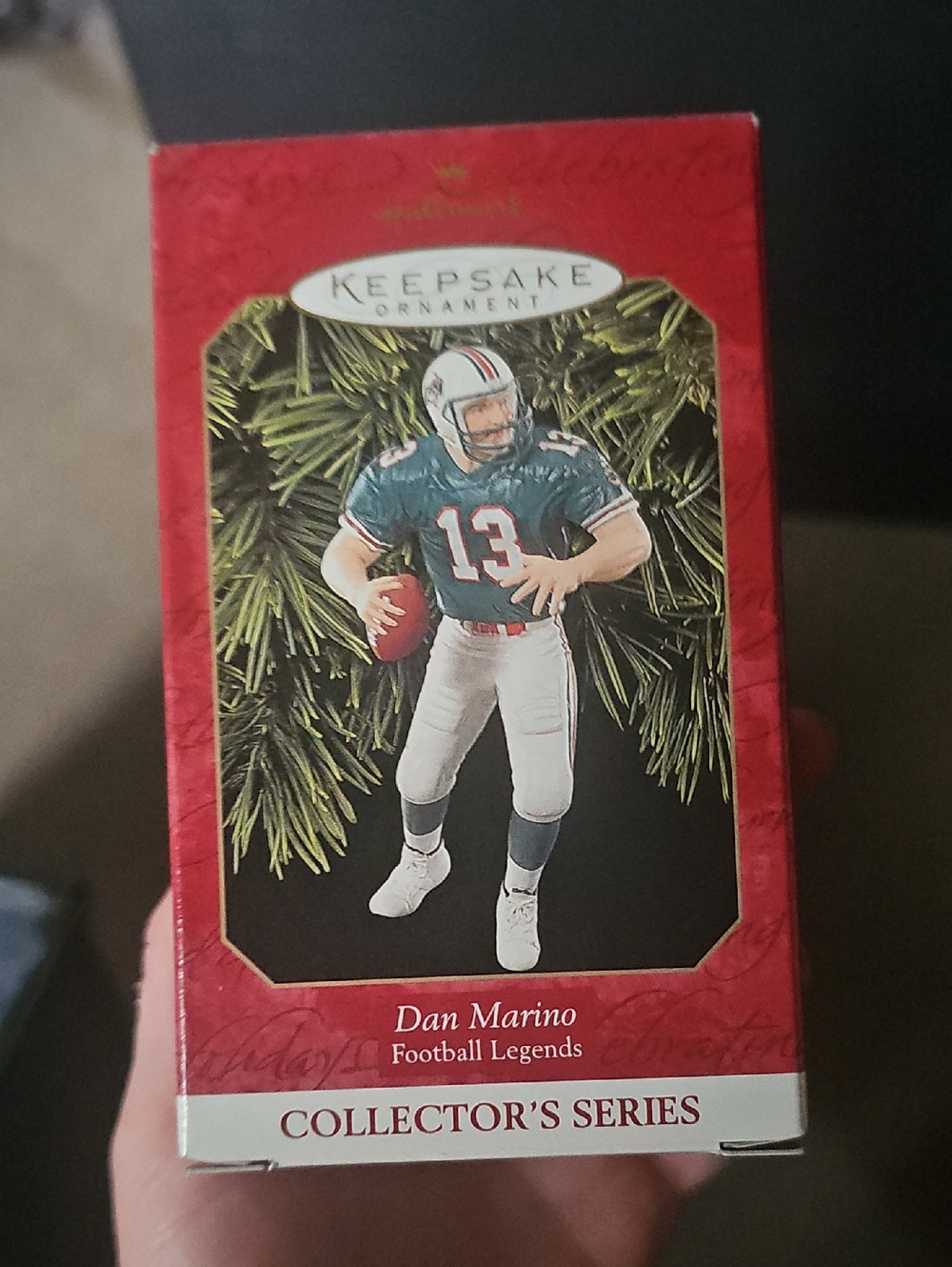 Hallmark Dan Marino Football Ornament - Teal, White & Red Accents